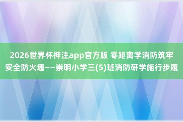 2026世界杯押注app官方版 零距离学消防筑牢安全防火墙——崇明小学三(5)班消防研学施行步履