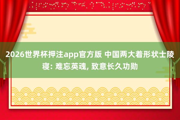 2026世界杯押注app官方版 中国两大着形状士陵寝: 难忘英魂， 致意长久功勋