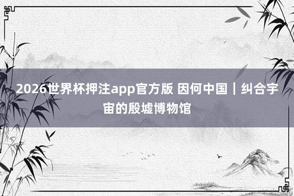 2026世界杯押注app官方版 因何中国｜纠合宇宙的殷墟博物馆