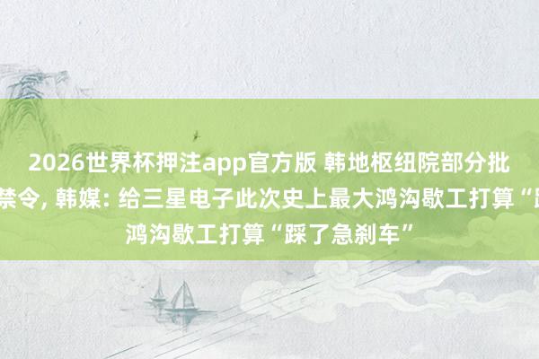 2026世界杯押注app官方版 韩地枢纽院部分批准三星歇工禁令， 韩媒: 给三星电子此次史上最大鸿沟歇工打算“踩了急刹车”