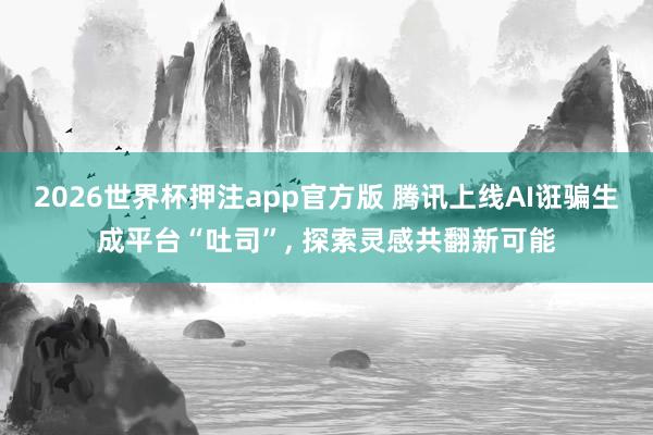 2026世界杯押注app官方版 腾讯上线AI诳骗生成平台“吐司”， 探索灵感共翻新可能