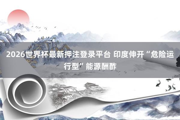 2026世界杯最新押注登录平台 印度伸开“危险运行型”能源酬酢