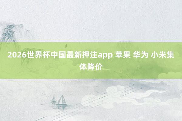 2026世界杯中国最新押注app 苹果 华为 小米集体降价