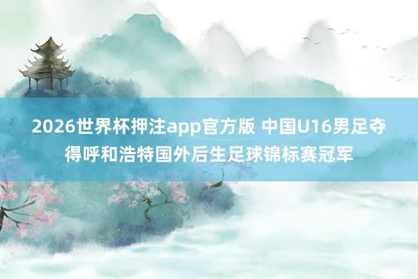 2026世界杯押注app官方版 中国U16男足夺得呼和浩特国外后生足球锦标赛冠军