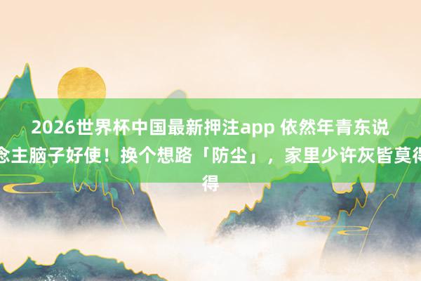 2026世界杯中国最新押注app 依然年青东说念主脑子好使！换个想路「防尘」，家里少许灰皆莫得
