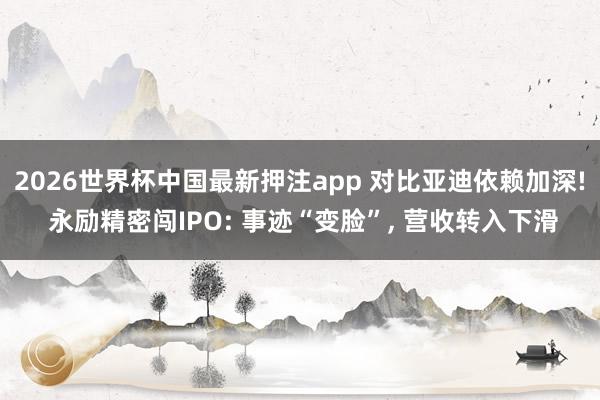 2026世界杯中国最新押注app 对比亚迪依赖加深! 永励精密闯IPO: 事迹“变脸”， 营收转入下滑