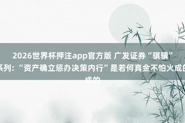 2026世界杯押注app官方版 广发证券“骐骥”系列: “资产确立惩办决策内行”是若何真金不怕火成的