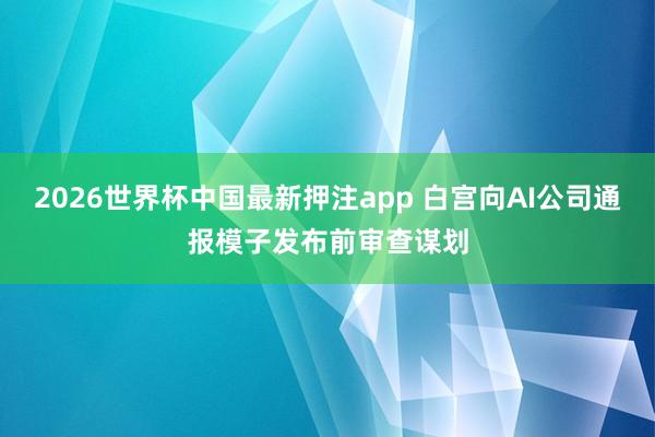 2026世界杯中国最新押注app 白宫向AI公司通报模子发布前审查谋划