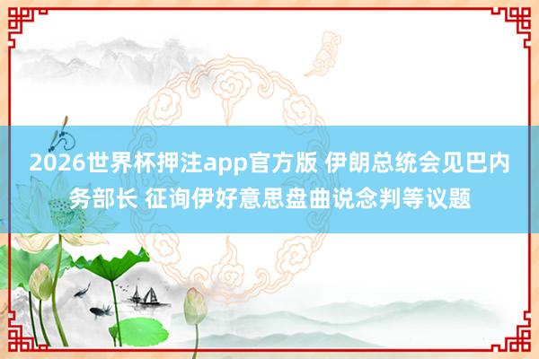 2026世界杯押注app官方版 伊朗总统会见巴内务部长 征询伊好意思盘曲说念判等议题