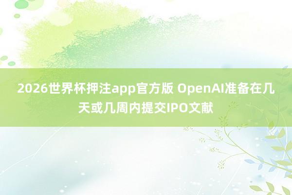 2026世界杯押注app官方版 OpenAI准备在几天或几周内提交IPO文献