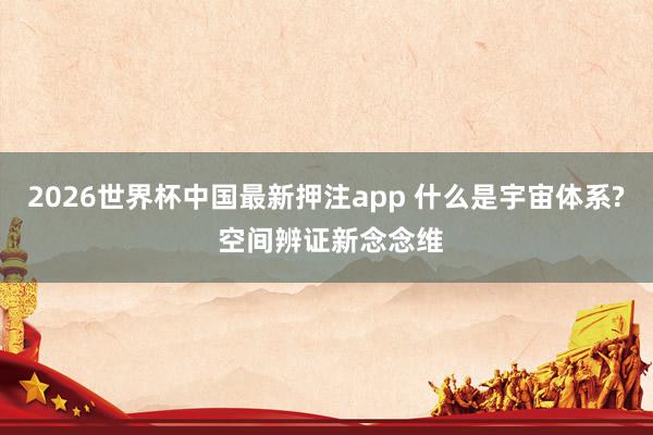2026世界杯中国最新押注app 什么是宇宙体系? 空间辨证新念念维
