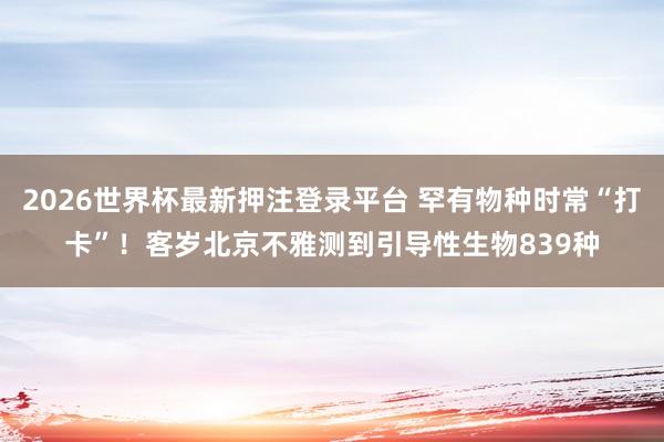 2026世界杯最新押注登录平台 罕有物种时常“打卡”！客岁北京不雅测到引导性生物839种