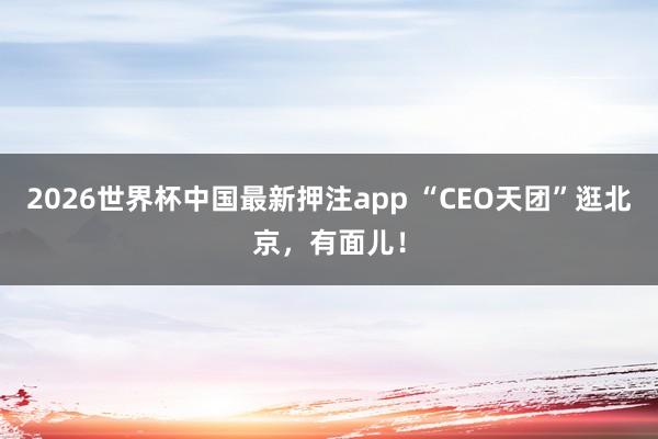 2026世界杯中国最新押注app “CEO天团”逛北京，有面儿！