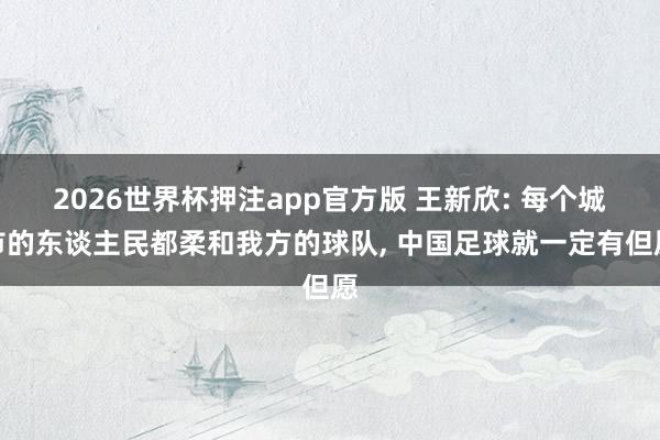 2026世界杯押注app官方版 王新欣: 每个城市的东谈主民都柔和我方的球队， 中国足球就一定有但愿