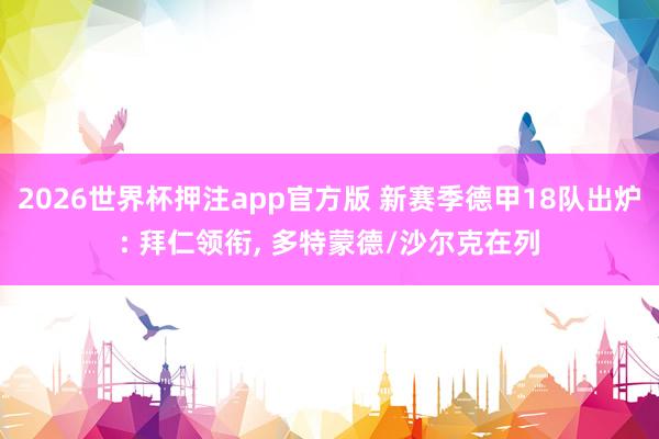 2026世界杯押注app官方版 新赛季德甲18队出炉: 拜仁领衔， 多特蒙德/沙尔克在列