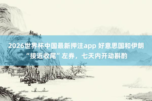 2026世界杯中国最新押注app 好意思国和伊朗“接近收尾”左券，七天内开动斟酌