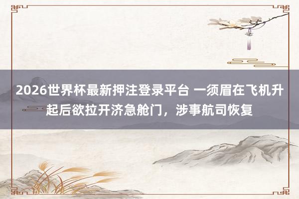 2026世界杯最新押注登录平台 一须眉在飞机升起后欲拉开济急舱门，涉事航司恢复