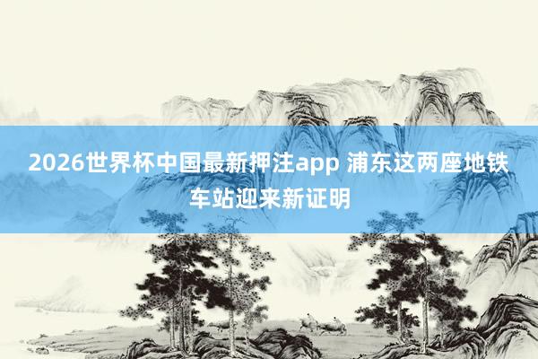 2026世界杯中国最新押注app 浦东这两座地铁车站迎来新证明
