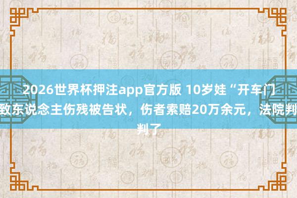 2026世界杯押注app官方版 10岁娃“开车门”致东说念主伤残被告状,伤者索赔20万余元,法院判了