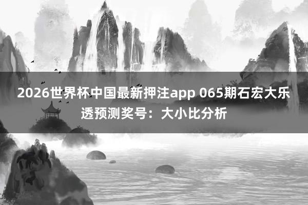 2026世界杯中国最新押注app 065期石宏大乐透预测奖号:大小比分析
