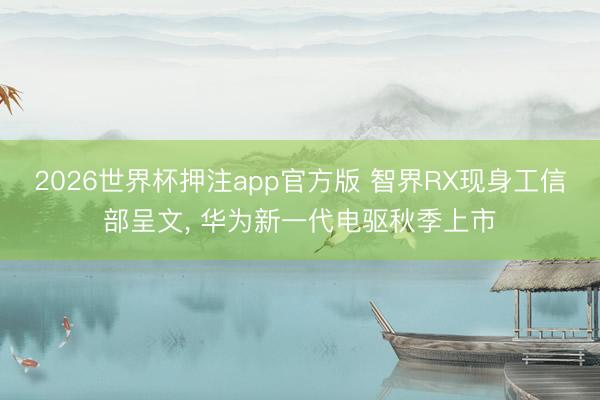 2026世界杯押注app官方版 智界RX现身工信部呈文， 华为新一代电驱秋季上市