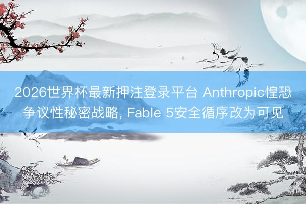 2026世界杯最新押注登录平台 Anthropic惶恐争议性秘密战略， Fable 5安全循序改为可见