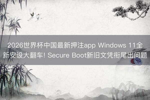 2026世界杯中国最新押注app Windows 11全新安设大翻车! Secure Boot新旧文凭衔尾出问题