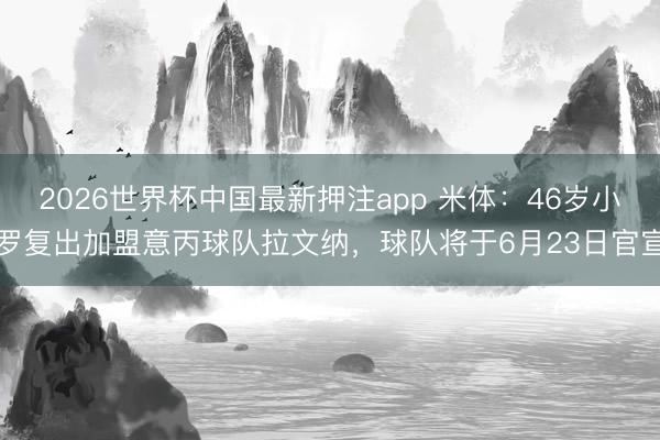 2026世界杯中国最新押注app 米体：46岁小罗复出加盟意丙球队拉文纳，球队将于6月23日官宣